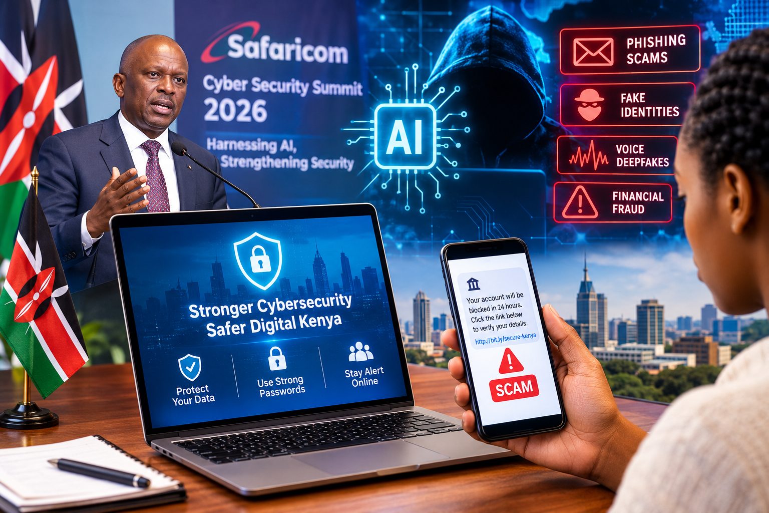 The image shows Kenya’s warning about AI-powered cybercrime