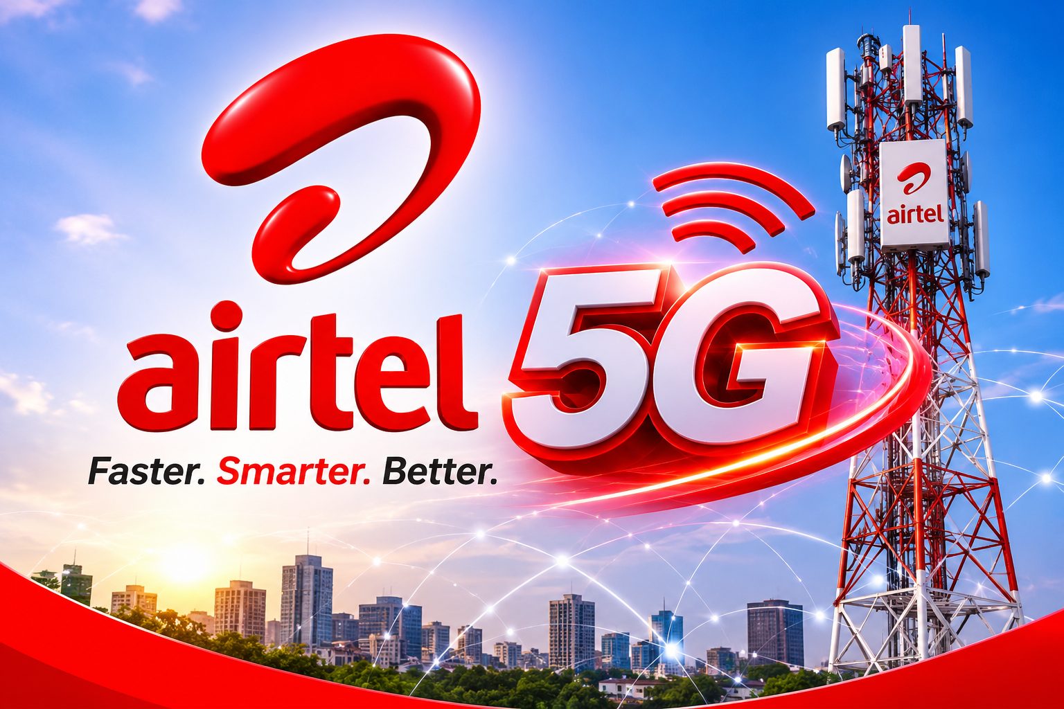 airtel logo with an inscription of 5G emphasizing on the upgrade in the 5G system